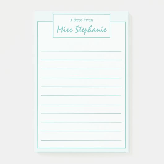 Kleurig Blauwgroen blauw script van leraar Post-it® Notes (Voorkant)