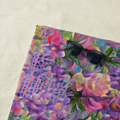 kleurig bloemetjesabstract ontwerp strandlaken (In situ)