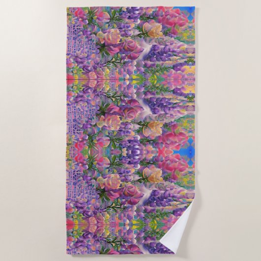 kleurig bloemetjesabstract ontwerp strandlaken (Voorkant)