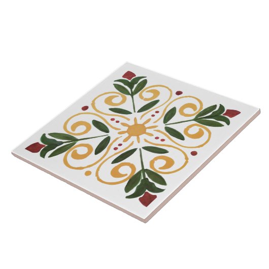 Kleurig bloemontwerp tegeltje (Zijkant)