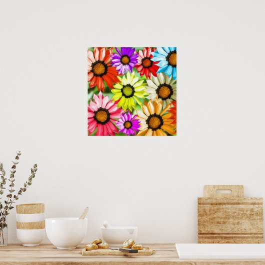 Kleurig bloemontwerp voor gerbera poster (Keuken)