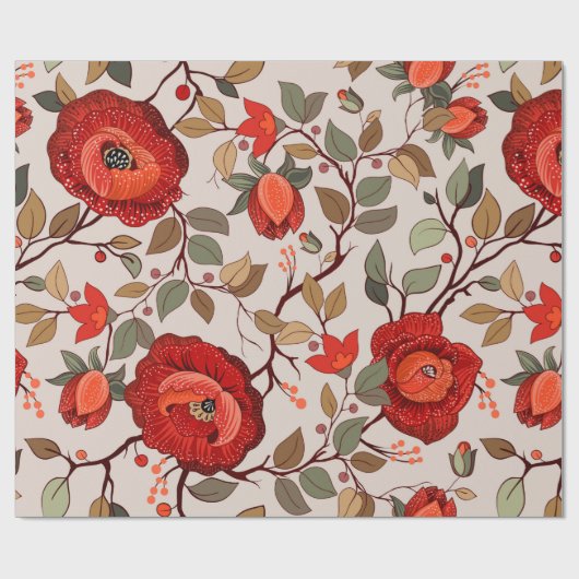 Kleurig bloempatroon. Behangselpapier met grote wa Cadeaupapier (Vlak)