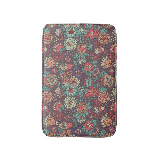 Kleurig bloempatroon in cartoon stijl badmat (Voorkant Verticaal)