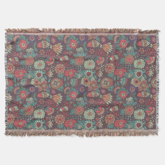 Kleurig bloempatroon in cartoon stijl deken (Voorkant)