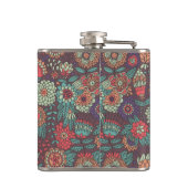 Kleurig bloempatroon in cartoon stijl heupfles (Achterkant)