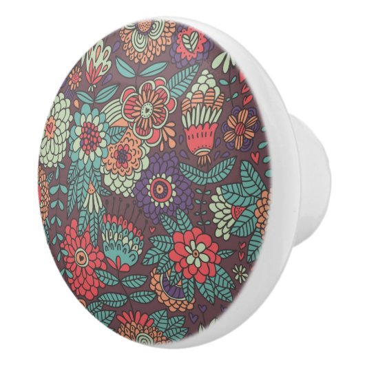 Kleurig bloempatroon in cartoon stijl keramische knop (Rechts)