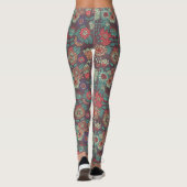 Kleurig bloempatroon in cartoon stijl leggings (Achterkant)