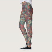 Kleurig bloempatroon in cartoon stijl leggings (Links)