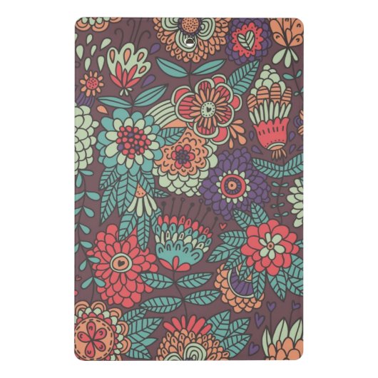 Kleurig bloempatroon in cartoon stijl mini klembord (Achterkant)