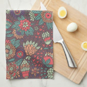 Kleurig bloempatroon in cartoon stijl theedoek (Quarter Fold)