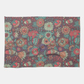 Kleurig bloempatroon in cartoon stijl theedoek (Horizontaal)
