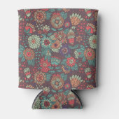 Kleurig bloempatroon in de vorm van cartoons blikjeskoeler (Voorkant)