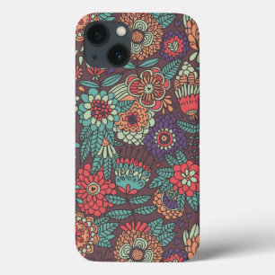 Kleurig bloempatroon in de vorm van cartoons Case-Mate iPhone case