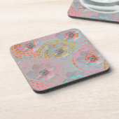 Kleurig bloempatroon met stippellijnen bier onderzetter (Linkerzijde)