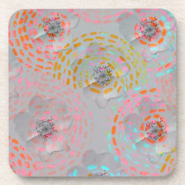 Kleurig bloempatroon met stippellijnen bier onderzetter