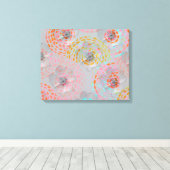 Kleurig bloempatroon met stippellijnen canvas afdruk (Insitu (Houten vloer))