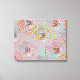 Kleurig bloempatroon met stippellijnen canvas afdruk