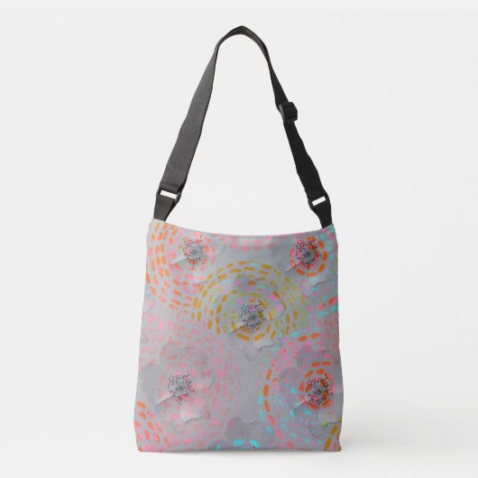 Kleurig bloempatroon met stippellijnen crossbody tas (Voorkant)