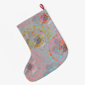 Kleurig bloempatroon met stippellijnen grote kerstsok (Achterkant (Hangend))