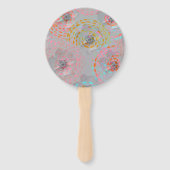 Kleurig bloempatroon met stippellijnen handwaaier (Achterkant)