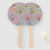 Kleurig bloempatroon met stippellijnen handwaaier (Voorkant en achterkant)