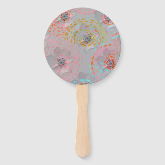 Kleurig bloempatroon met stippellijnen handwaaier (Voorkant)