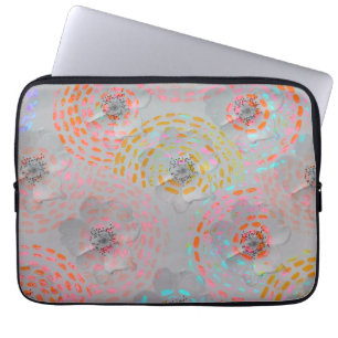 Kleurig bloempatroon met stippellijnen laptop sleeve
