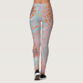 Kleurig bloempatroon met stippellijnen leggings (Achterkant)