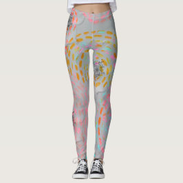 Kleurig bloempatroon met stippellijnen leggings
