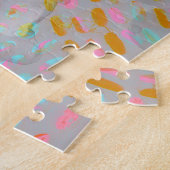 Kleurig bloempatroon met stippellijnen legpuzzel (Zijkant)