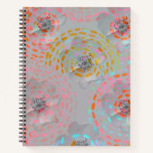 Kleurig bloempatroon met stippellijnen notitieboek (Voorkant)