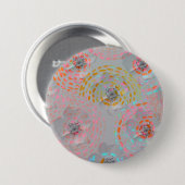 Kleurig bloempatroon met stippellijnen ronde button 7,6 cm (Voorkant /achterkant)