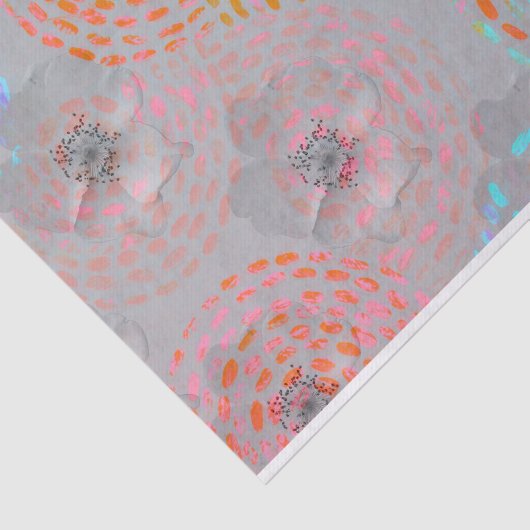 Kleurig bloempatroon met stippellijnen tissuepapier (Detail)