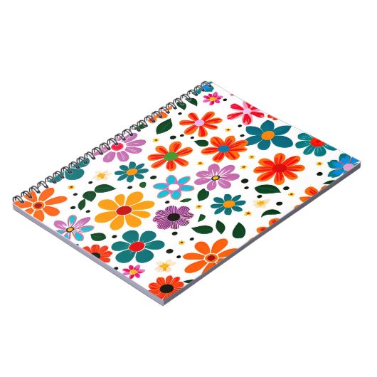 Kleurig bloempatroon notitieboek (Linkerzijde)