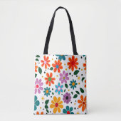 Kleurig bloempatroon tote bag (Voorkant)