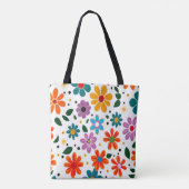 Kleurig bloempatroon tote bag (Achterkant)