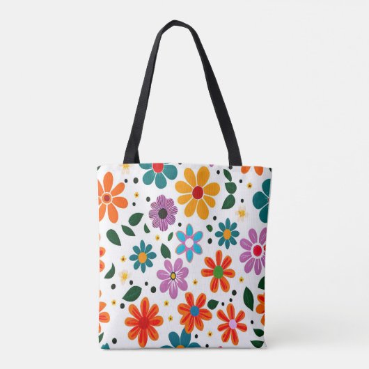 Kleurig bloempatroon tote bag (Achterkant)