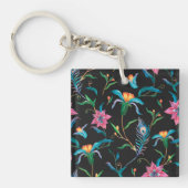 Kleurig bloempatroon, vet en levendig sleutelhanger (Voorkant)