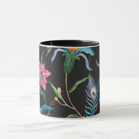 Kleurig bloempatroon, vettige en levendige mok (Midden)