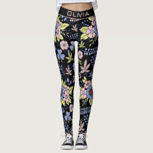 Kleurig bloesem naadloos patroon met naam leggings