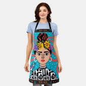 Kleurig Boho Mexicaans Volkskunst Keuken Schort (Gedragen)