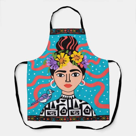 Kleurig Boho Mexicaans Volkskunst Keuken Schort (Voorkant)