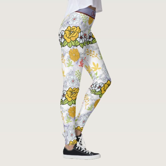 Kleurig botanisch floreel patroon gepersonaliseerd leggings (Rechts)