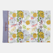 Kleurig botanisch floreel patroon gepersonaliseerd theedoek (Horizontaal)