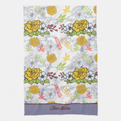 Kleurig botanisch floreel patroon gepersonaliseerd theedoek (Verticaal)