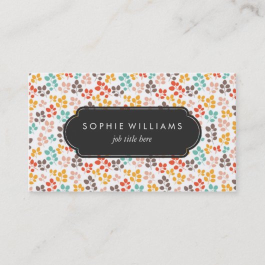 Kleurig botanisch leder visitekaartje (Voorkant)