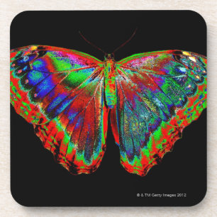 Kleurig Butterfly-ontwerp tegen zwarte achtergrond Bier Onderzetter