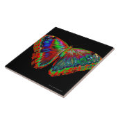 Kleurig Butterfly-ontwerp tegen zwarte achtergrond Tegeltje (Zijkant)