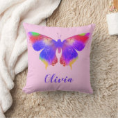 Kleurig Butterfly-patroon gepersonaliseerd roze Kussen (Deken)