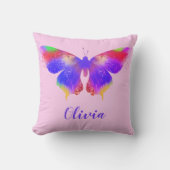 Kleurig Butterfly-patroon gepersonaliseerd roze Kussen (Voorkant)